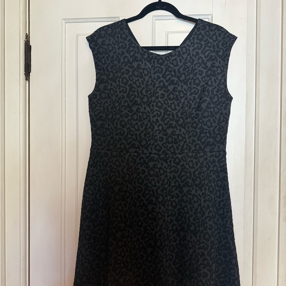 LOFT Black and Gray Textured Dress